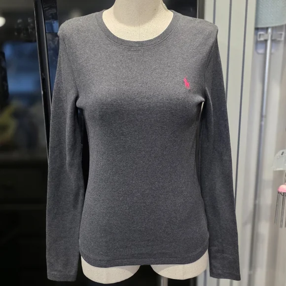 Ralph Lauren Gray Knit Top w/logo - Picture 2 of 7